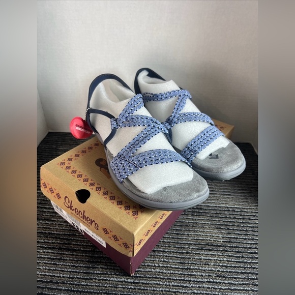 New-Skechers Sandals -Womens 11 -Reggae Slim Stretch Appeal Slingback 40826 Blue - Picture 2 of 9